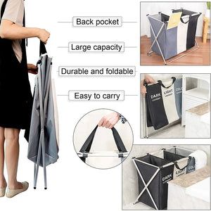 1/2/3 Girds Laundry Basket Oxford Cloth Foldable Dirty Clothes Storage Organizer Laundry Hamper Home Sundries Folding Basket