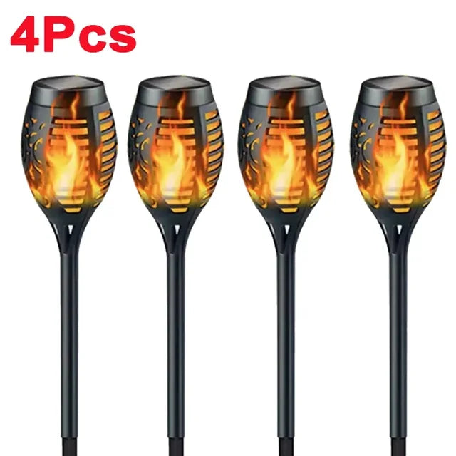 1/2/4/6/8/10/12Pcs Solar Flame Torch Light Flickering Light Waterproof Garden Decoration Outdoor Lawn Path Yard Patio Floor Lamp