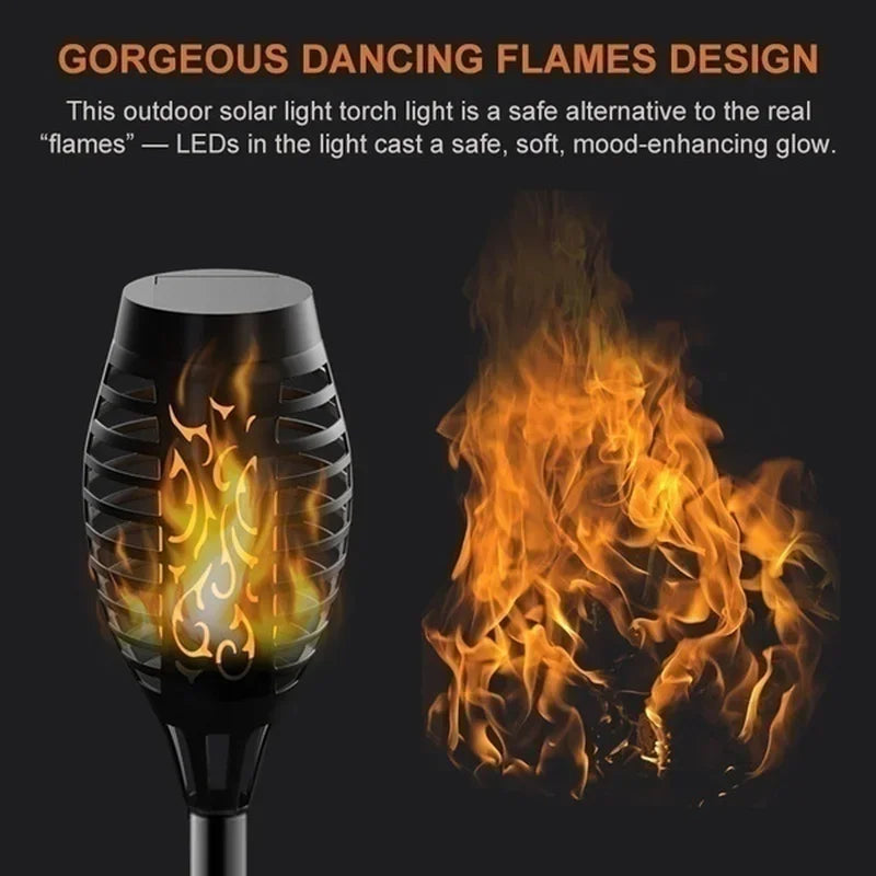 1/2/4/6/8/10/12Pcs Solar Flame Torch Light Flickering Light Waterproof Garden Decoration Outdoor Lawn Path Yard Patio Floor Lamp