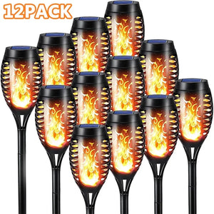 1/2/4/6/8/10/12Pcs Solar Flame Torch Light Flickering Light Waterproof Garden Decoration Outdoor Lawn Path Yard Patio Floor Lamp