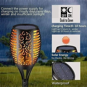 1/2/4/6/8/10/12Pcs Solar Flame Torch Light Flickering Light Waterproof Garden Decoration Outdoor Lawn Path Yard Patio Floor Lamp