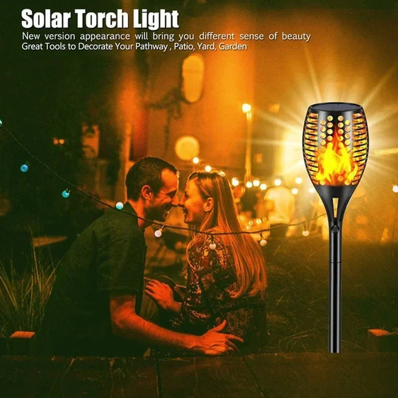 1/2/4/6/8/10/12Pcs Solar Flame Torch Light Flickering Light Waterproof Garden Decoration Outdoor Lawn Path Yard Patio Floor Lamp