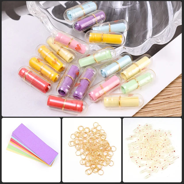 100-500pcs Message Capsule In Bottle Transparent Letter Love Pill Emoticon Smile Pills With Roll Paper Wedding Valentine's Gift