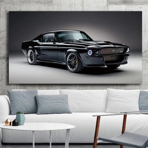 1967 Classic Muscle Charge Cars Mustang Front View Fabric Poster Living Room Home Wall Decorative Canvas Art Print Unframed