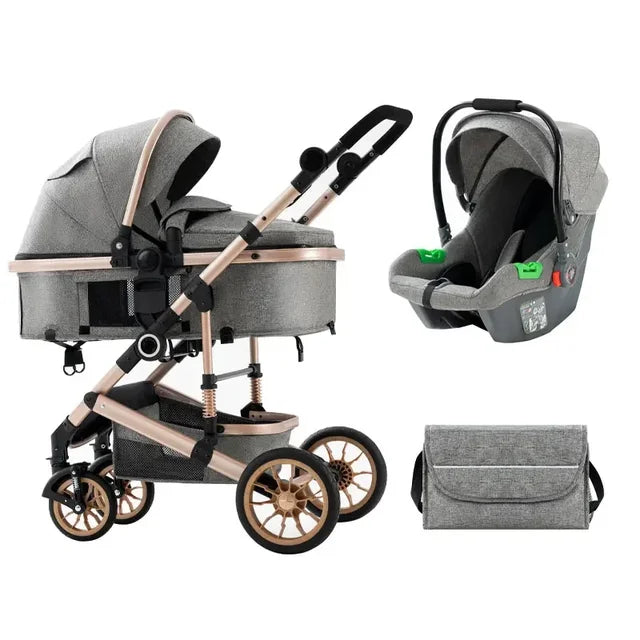 2023 High Landscape Baby Stroller 3 in 1 With Car Seat and Stroller Luxury Infant Stroller Set Newborn Baby Car Seat Trolley