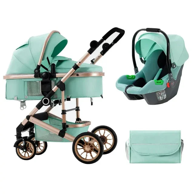 2023 High Landscape Baby Stroller 3 in 1 With Car Seat and Stroller Luxury Infant Stroller Set Newborn Baby Car Seat Trolley