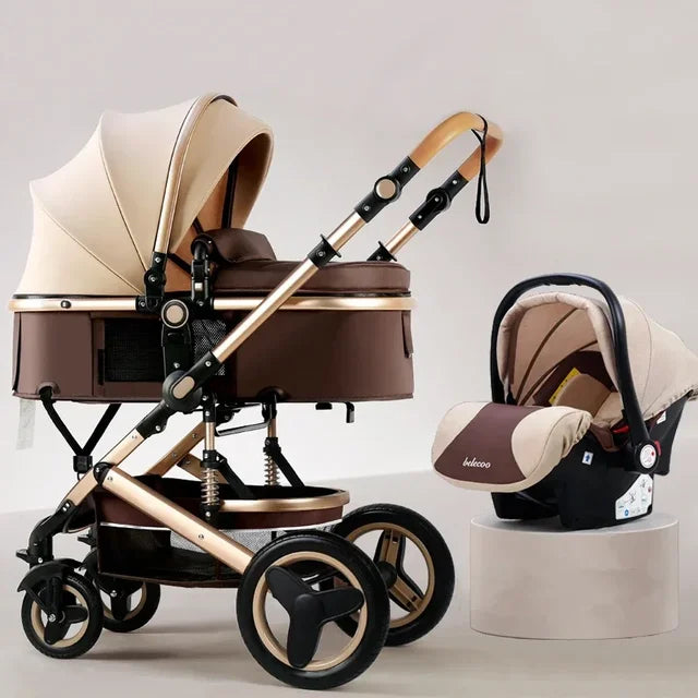 2023 High Landscape Baby Stroller 3 in 1 With Car Seat and Stroller Luxury Infant Stroller Set Newborn Baby Car Seat Trolley