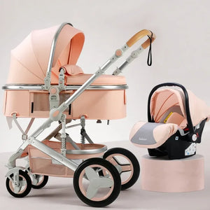 2023 High Landscape Baby Stroller 3 in 1 With Car Seat and Stroller Luxury Infant Stroller Set Newborn Baby Car Seat Trolley