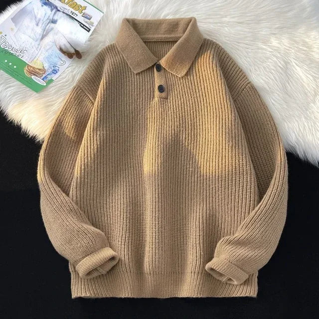 2023 Japanese design high street niche knitted couple's same autumn and winter topstitched distressed hole crew neck sweater