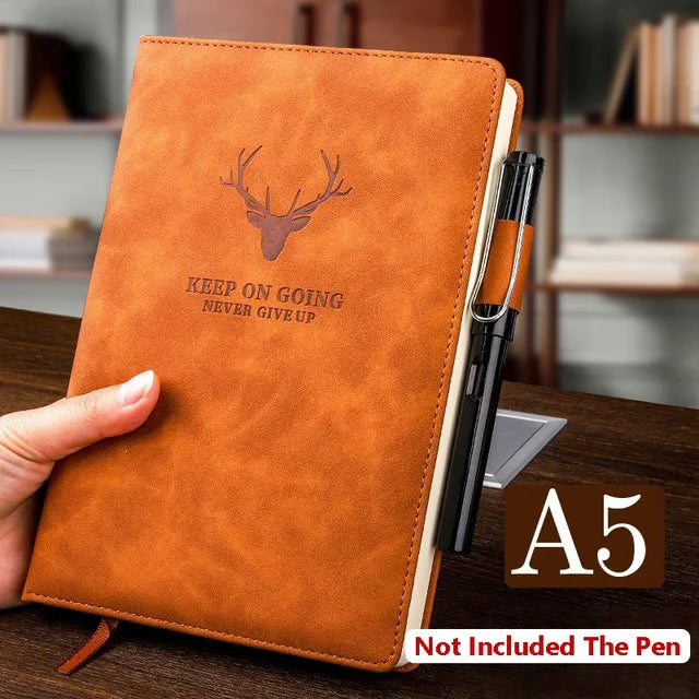 2023 New 360 Pages Extra-thick Wax-feeling Leather A5 Log Notebook Daily Office Work Notebook Diary School Supplies