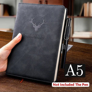 2023 New 360 Pages Extra-thick Wax-feeling Leather A5 Log Notebook Daily Office Work Notebook Diary School Supplies