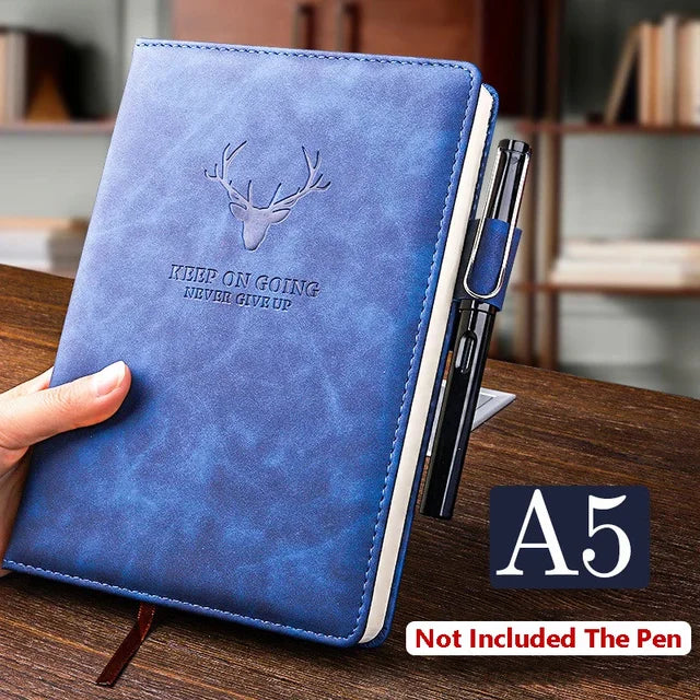 2023 New 360 Pages Extra-thick Wax-feeling Leather A5 Log Notebook Daily Office Work Notebook Diary School Supplies