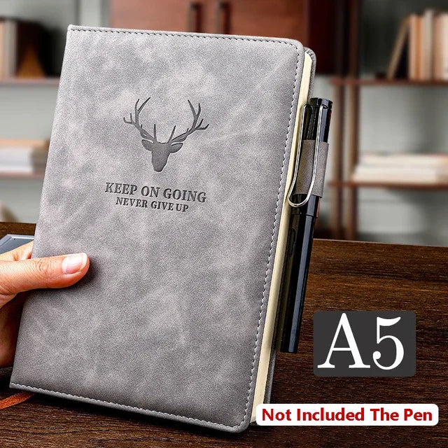 2023 New 360 Pages Extra-thick Wax-feeling Leather A5 Log Notebook Daily Office Work Notebook Diary School Supplies