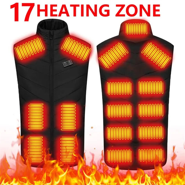 21 HEATING ZONES Heated Vest Men Women Heated Jacket Winter Warm USB Self Heating Thermal Vest Heating Down Jacket