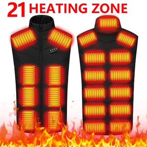 21 HEATING ZONES Heated Vest Men Women Heated Jacket Winter Warm USB Self Heating Thermal Vest Heating Down Jacket