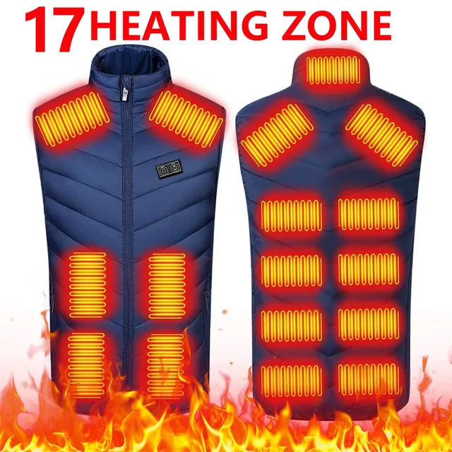 21 HEATING ZONES Heated Vest Men Women Heated Jacket Winter Warm USB Self Heating Thermal Vest Heating Down Jacket