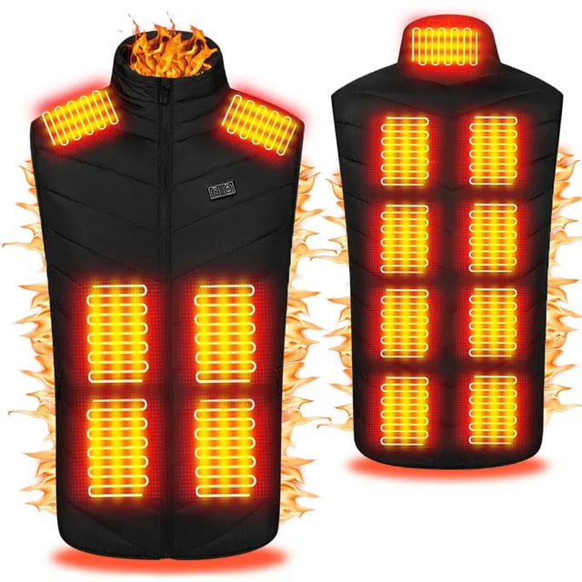 21 HEATING ZONES Heated Vest Men Women Heated Jacket Winter Warm USB Self Heating Thermal Vest Heating Down Jacket