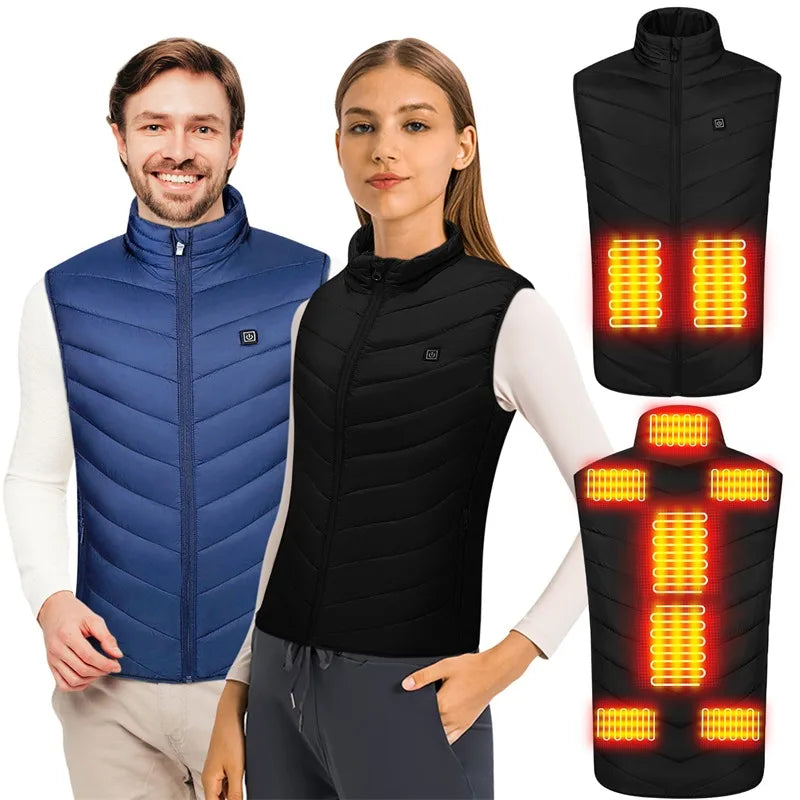 21 HEATING ZONES Heated Vest Men Women Heated Jacket Winter Warm USB Self Heating Thermal Vest Heating Down Jacket