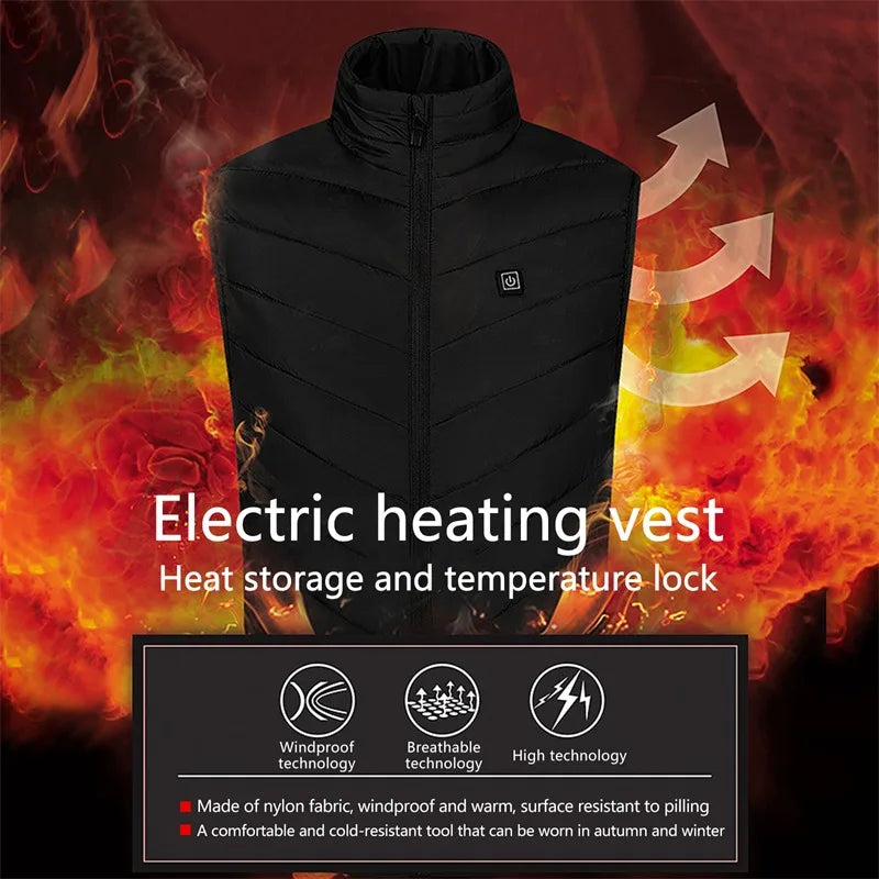 21 HEATING ZONES Heated Vest Men Women Heated Jacket Winter Warm USB Self Heating Thermal Vest Heating Down Jacket