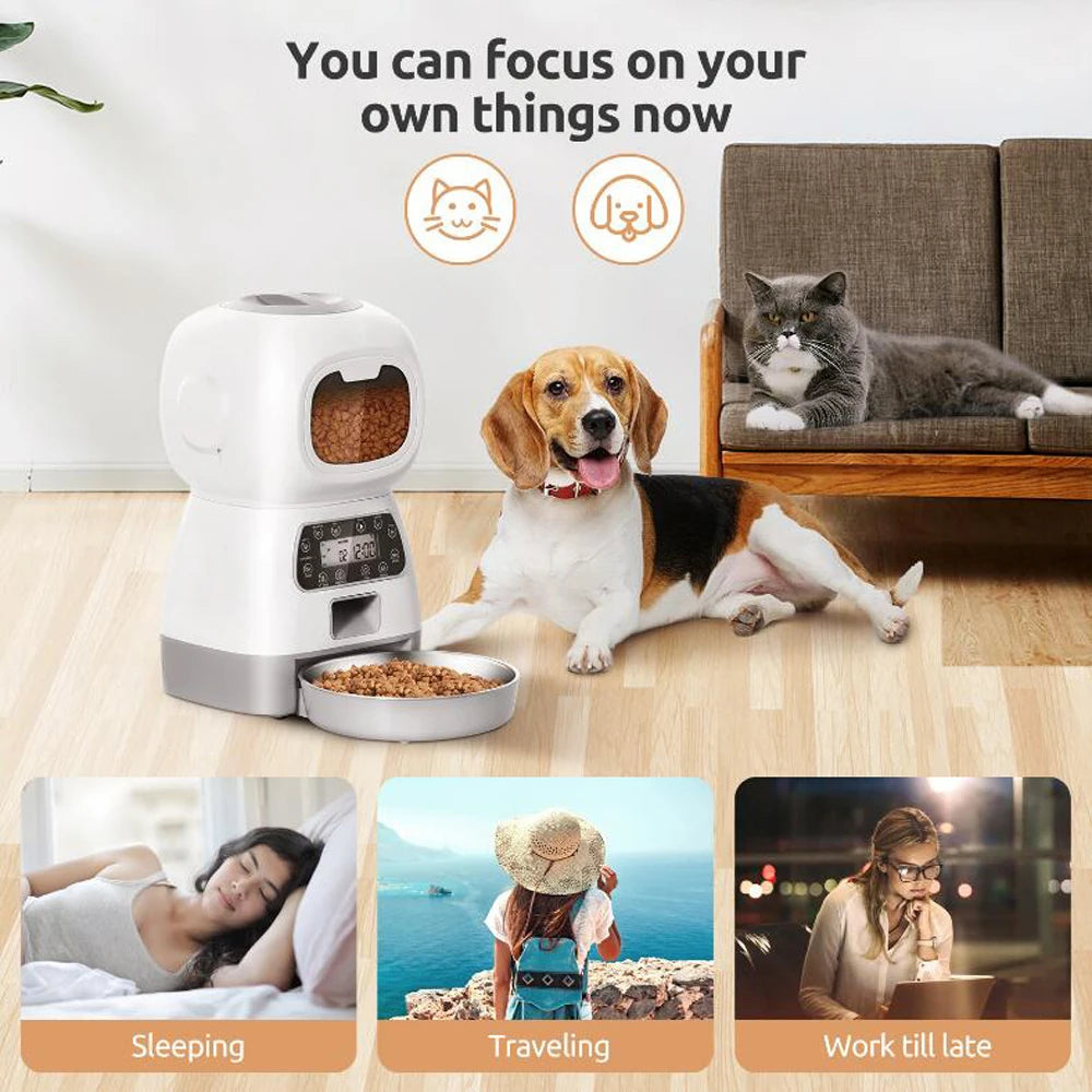 3.5L Automatic Pet Feeder For Cats WiFi Smart Swirl Slow Dog Feeder With Voice Recorder Large Capacity Timing Cat Food Dispenser