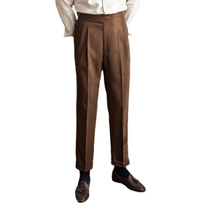 Autumn and winter new Italian Naples high waisted straight leg long pants, British men's casual versatile trousers