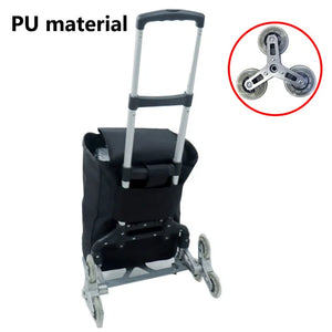 80KG Aluminum Alloy Three Wheels Set Climbing Stairs With Auxiliary Wheel Trolley Shopping Cart With Storage Bag, Fixed Rope