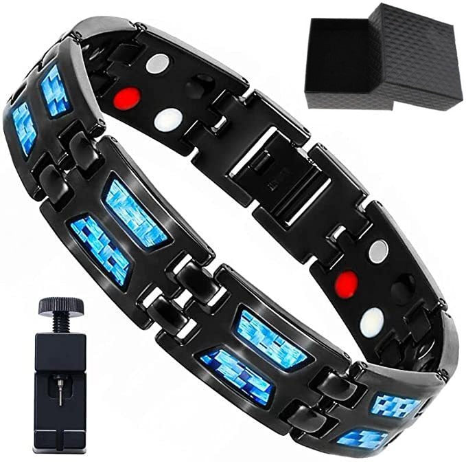 New Carbon Fiber Wide Version Magnet Men's Bracelet Fashion Titanium Steel Magnetic Health Care Bracelet