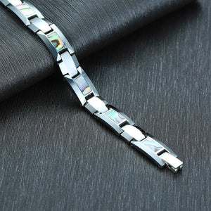 Anti-scrated Tungsten Bracelets Men Natural Shell Hematite Magnetic Health Energy Chain Link Shiny Jewelry Male Christmas Gifts