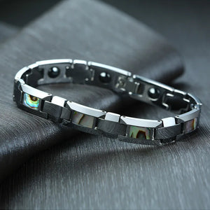 Anti-scrated Tungsten Bracelets Men Natural Shell Hematite Magnetic Health Energy Chain Link Shiny Jewelry Male Christmas Gifts