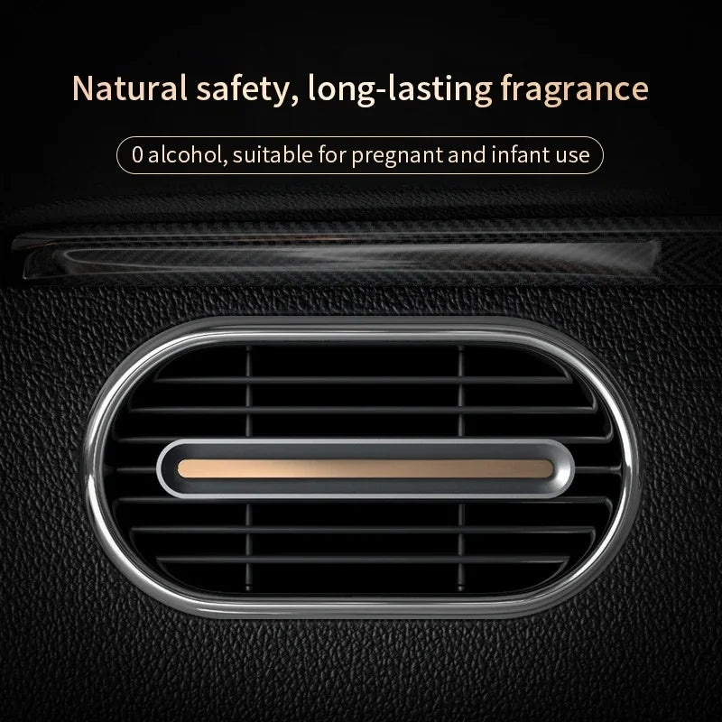 Auto Air Freshener Alloy Solid Wood Long Lasting Fragrance Aromatherapy Air Outlet Diffuser Car Interior Decoration Accessories