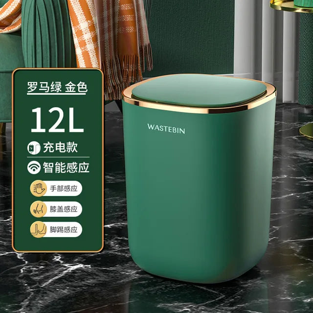 Automatic Sensor Trash Can 12L High Capacity Wastebasket Bathroom Smart Trash Can Kitchen Baskets Toilet Recycle Bin Home