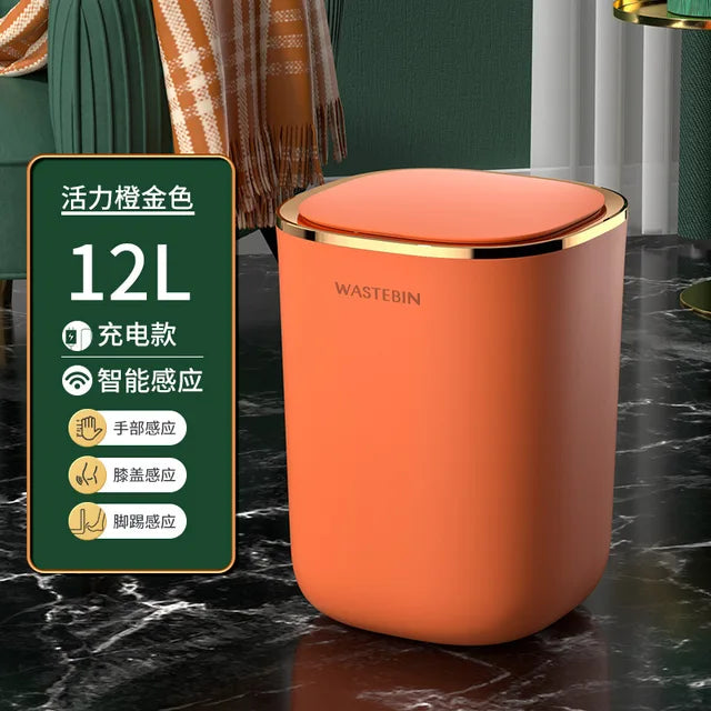 Automatic Sensor Trash Can 12L High Capacity Wastebasket Bathroom Smart Trash Can Kitchen Baskets Toilet Recycle Bin Home