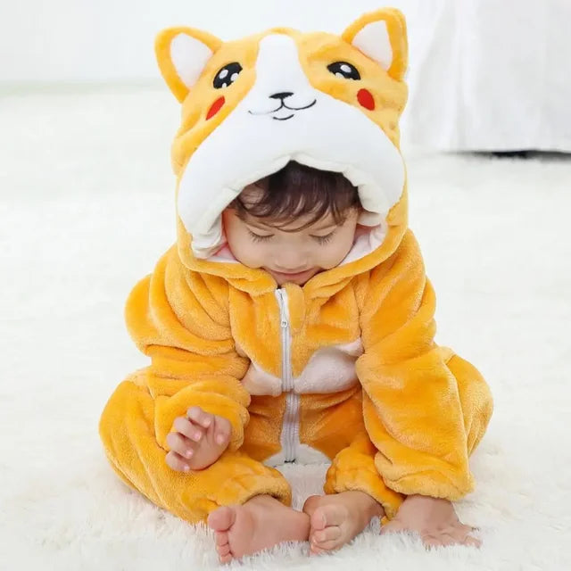 Baby Rompers Winter Kigurumi Lion Costume For Girls Boys Toddler Animal Jumpsuit Infant Clothes Pyjamas Kids Overalls Ropa Bebes