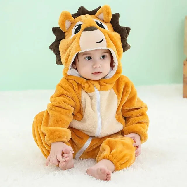 Baby Rompers Winter Kigurumi Lion Costume For Girls Boys Toddler Animal Jumpsuit Infant Clothes Pyjamas Kids Overalls Ropa Bebes