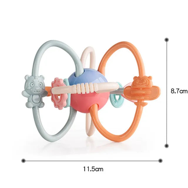 Baby Toys 0 12 Months Rotating Rattle Ball Grasping Activity Baby Development Toy Silicone Teether Baby Sensory Toys for Babies