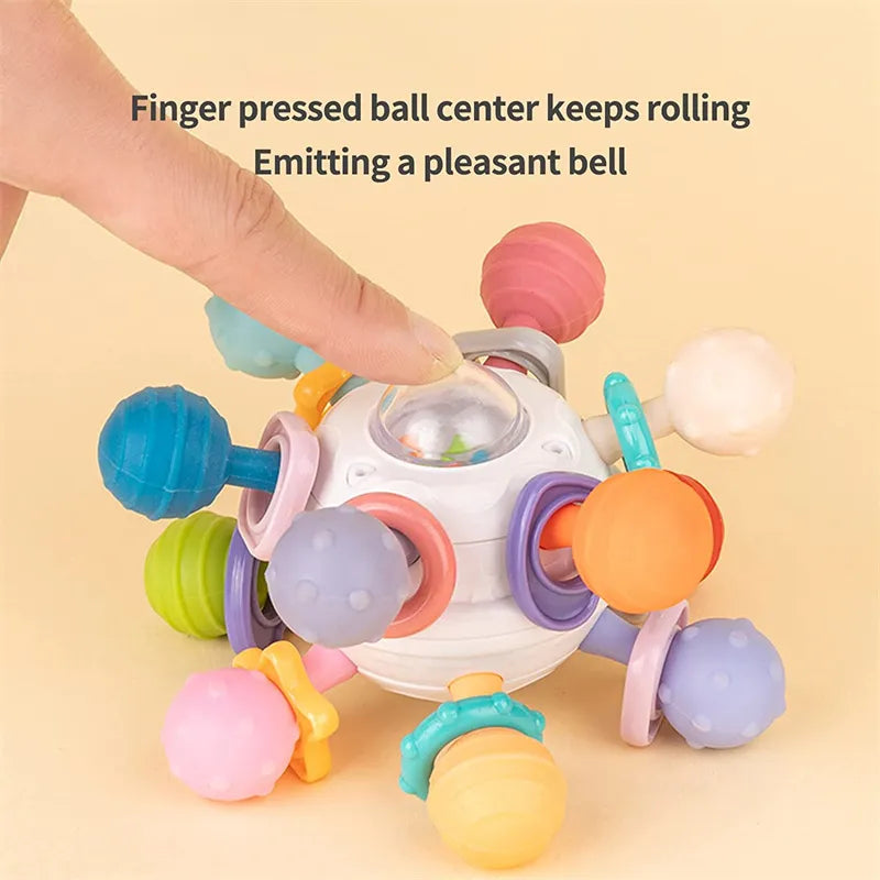 Baby Toys 0 12 Months Rotating Rattle Ball Grasping Activity Baby Development Toy Silicone Teether Baby Sensory Toys for Babies