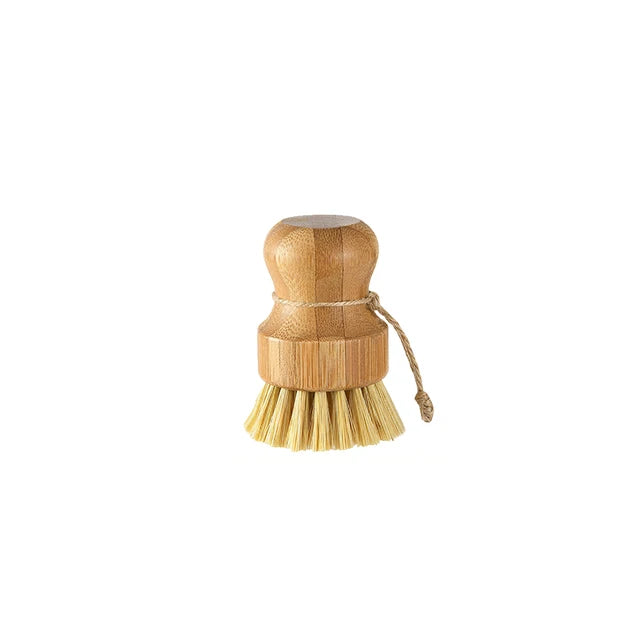 Bamboo Kitchen Cleaning Brush Natural Dishes Pots Pans Sink Washing Brush Eco-friendly Clean Scrubber with Draining Storage Tray