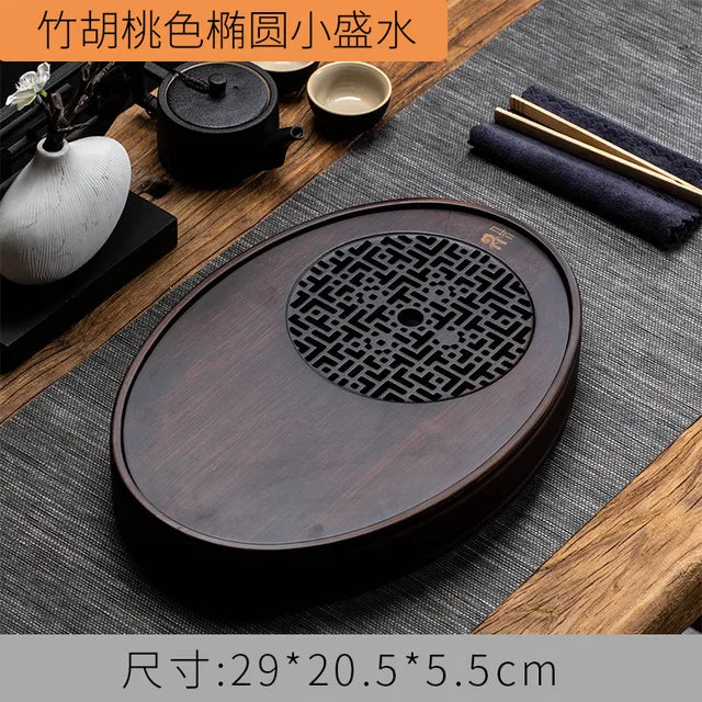 Bamboo tea tray household simple bamboo tray Kung Fu tea set draining long dry soaking tray small water storage tea table