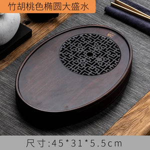 Bamboo tea tray household simple bamboo tray Kung Fu tea set draining long dry soaking tray small water storage tea table