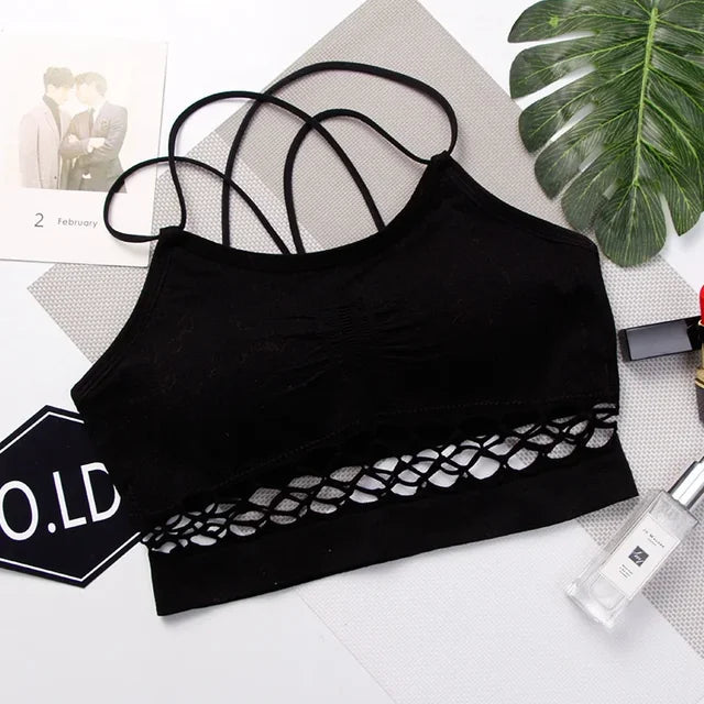 Bra for Women Sexy Sports Bra Top for Fitness Hollow Out Women Push Up Cross Straps Running Gym Femme Crop Tops Female Underwear