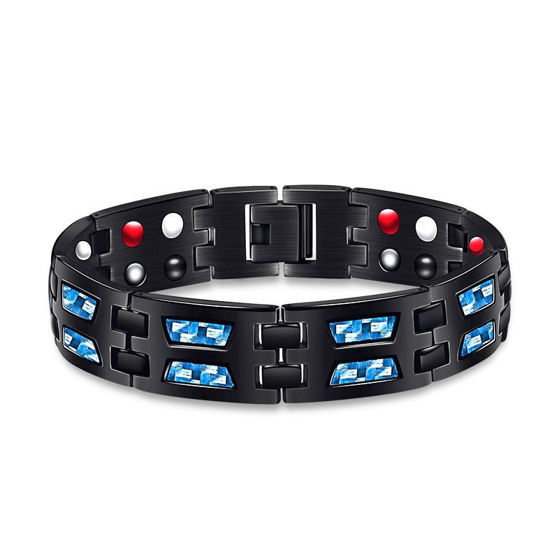 New Carbon Fiber Wide Version Magnet Men's Bracelet Fashion Titanium Steel Magnetic Health Care Bracelet