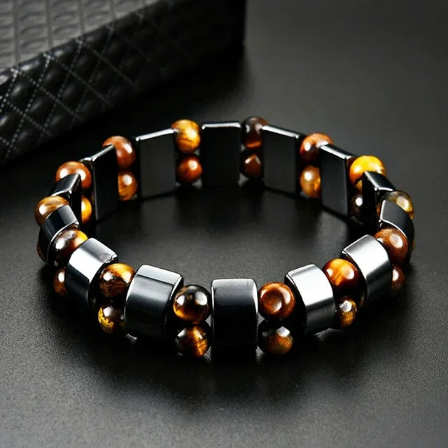 Classical Hematite Energy Beaded Elastic Magnetic Therapy Health Care Loss Weight Bracelets Slimming Health Care for Men Women