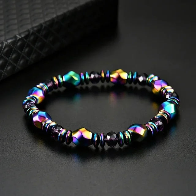 Classical Hematite Energy Beaded Elastic Magnetic Therapy Health Care Loss Weight Bracelets Slimming Health Care for Men Women