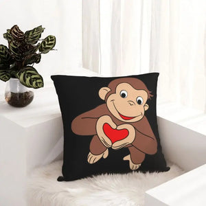 Curious George Is All Heart Pillow Case Home Decoration Nordic Monkey TV Series Cushion Cover Decorative Salon Square Pillowcase