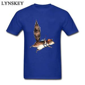 Cute Animal T-Shirts Funny Skydiver Squirrel With Wing Men's Hipster Summer Cool T-Shirt For Guys Custom 100% Cotton TShirts