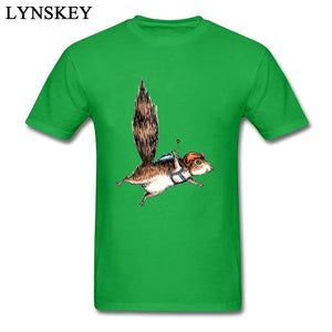 Cute Animal T-Shirts Funny Skydiver Squirrel With Wing Men's Hipster Summer Cool T-Shirt For Guys Custom 100% Cotton TShirts