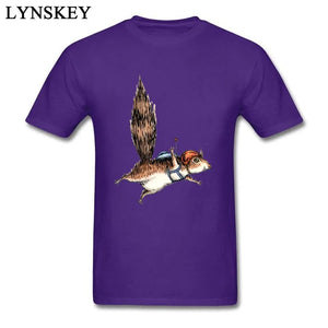 Cute Animal T-Shirts Funny Skydiver Squirrel With Wing Men's Hipster Summer Cool T-Shirt For Guys Custom 100% Cotton TShirts