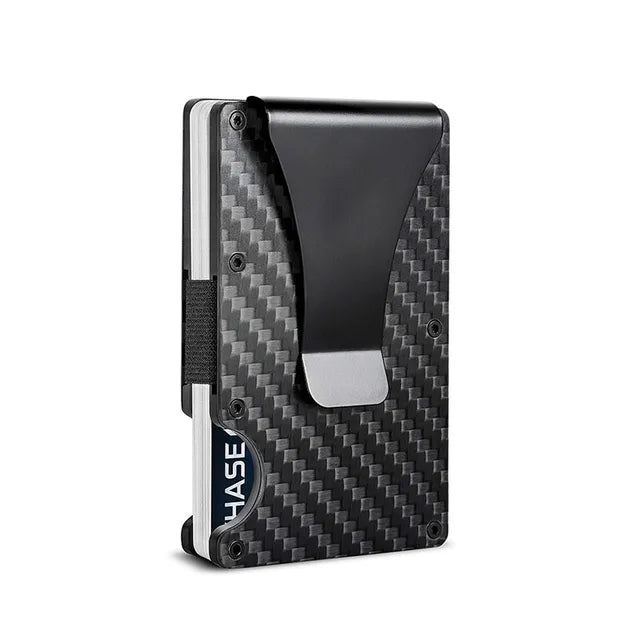 DIENQI Carbon Fiber Card Holder Mini Aluminum Metal RFID Magic Men's Wallet