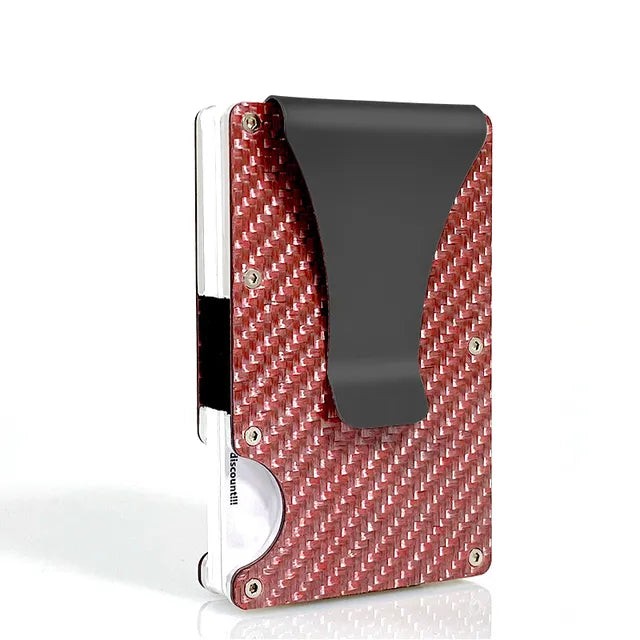 DIENQI Carbon Fiber Card Holder Mini Aluminum Metal RFID Magic Men's Wallet