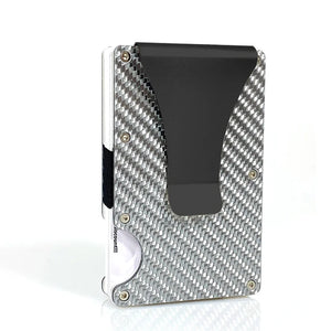 DIENQI Carbon Fiber Card Holder Mini Aluminum Metal RFID Magic Men's Wallet